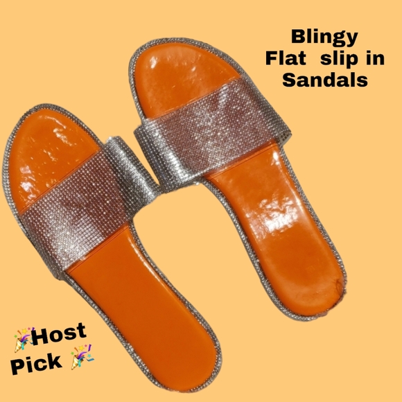 🎉HP🎉 Neon Orange Blingy Slip in Sandal Summer ready NWT - Picture 1 of 8